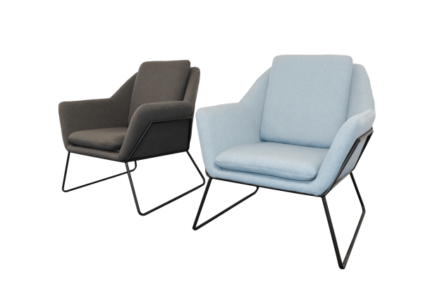 Cardinia Single Arm chair Blue & Charcoal Ash Fabric