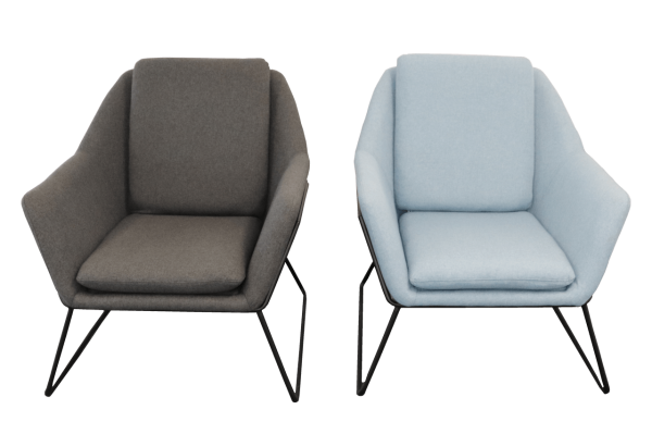 Cardinia Single Arm chair Blue & Charcoal Ash Fabric